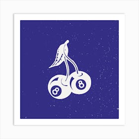 8 Ball Cherry Blue Square Art Print