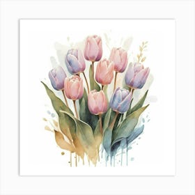 Watercolor Tulips Art Print