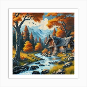 A peaceful, lively autumn landscape Art Print