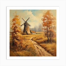 Vintage Oil Painting, Farmhouse Wall Decorations, Vintage Landscape, Printable Wall Art, Vintage Landscape Oil Painting.
10Windmills. Art Print