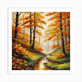 Forest In Autumn In Minimalist Style Square Composition 336 Art Print