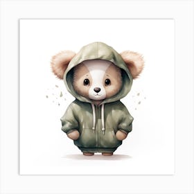 Watercolour Cartoon Koala In A Hoodie 1 Art Print