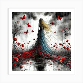 Girl In The Rain 2 Art Print