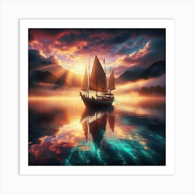 Sailboat On The Lake Art Print