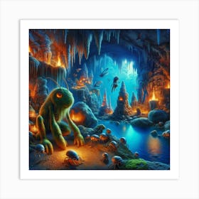 fuzz Frog In The Cave Art Print