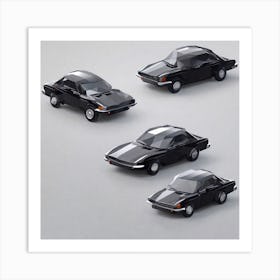 Four Black Toy Cars Art Print