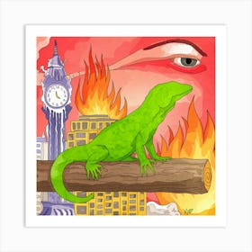 Monitor Lizard On The Log 3 Art Print