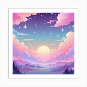 Sky With Twinkling Stars In Pastel Colors Square Composition 39 Art Print