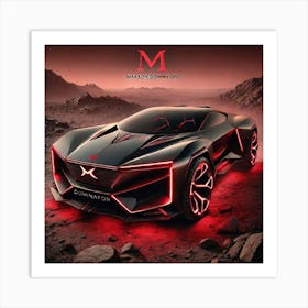 A Futuristic Car Mars Dominator Crimson Storm Art Print