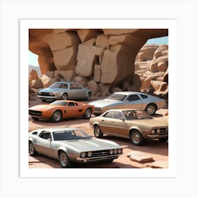 Group Of Cars In The Desert Art Print