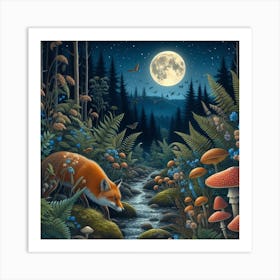 Fox and forest 2 Art Print