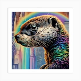 Rainbow Otter 1 Art Print