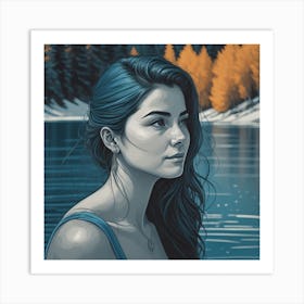 Lady In the lake Art Print