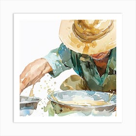 Watercolor Of A Farmer Art Print