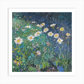 Daisies In The Meadow 3 Art Print