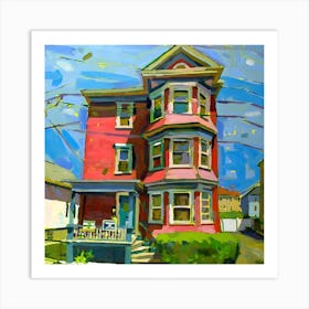 Red House On The Corner Art Print