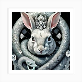 Diamond snake with a Rabbit head Art Print