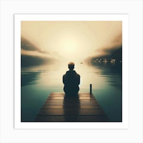 Man Sitting On A Dock 3 Art Print