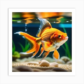 Goldfish Swimming In Water Art Print