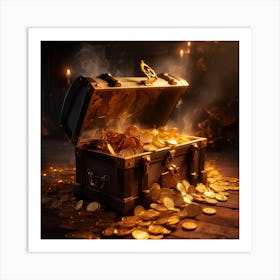 Treasure Chest With Gold Coins Art Print