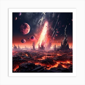 Space Landscape With Planets 3 Art Print