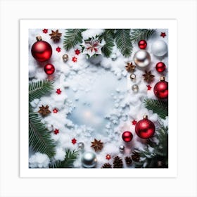 Christmas Wreath In The Snow Art Print