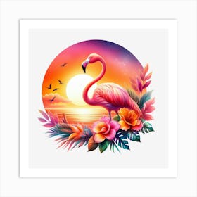 Flamingo At Sunset 6 Art Print