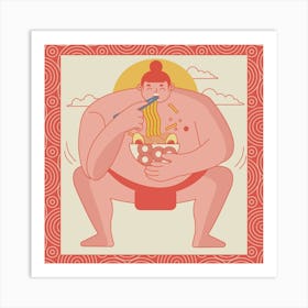 Sumo Eating Ramen Art Print