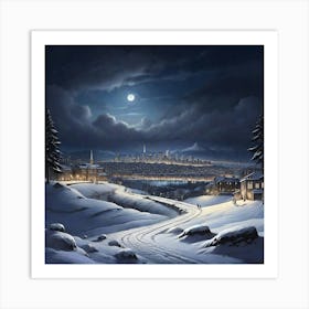 Cityscape At Night Art Print