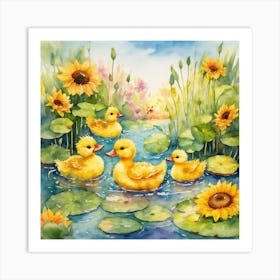 Ducks In The Pond Art Print