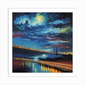 Brooklyn Bridge At Night Art Print