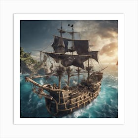 Pirate Ship In The Ocean 1 Art Print