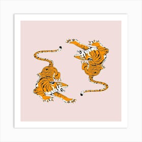 Tiger And Zebra Art Print