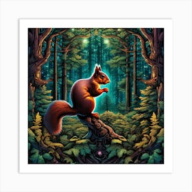 Squirrel In The Forest 164 Art Print