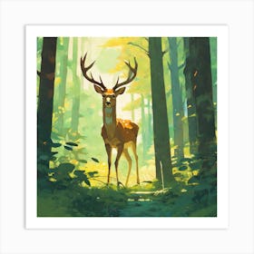 Deer In The Woods 26 Art Print