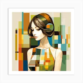 Girl With Headphones Art Print