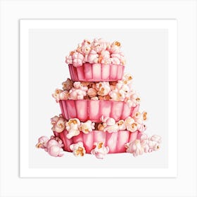 Pink Popcorn Cake Art Print