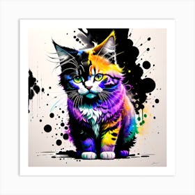 Colorful Cat Painting Art Print