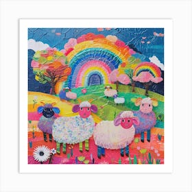 Rainbow Kitsch Cartoon Collage Art Print