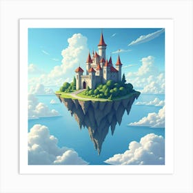 Ancient Castle On A Floating Island In The Sky 1 Art Print