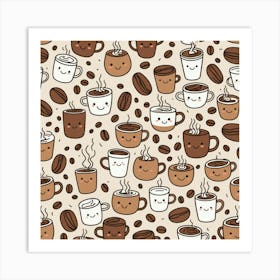 Coffee Seamless Pattern 8 Art Print