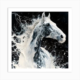 Milky White Paint Horse Art Print