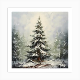 Retro Fir Grove Symphony Art Print