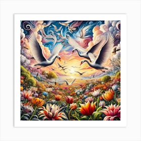 Wild swans  Art Print