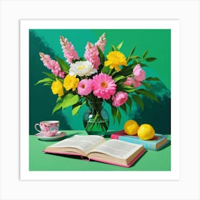 Book And Flowers 4 Art Print
