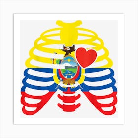 Ribcage Ecuadorian Halloween Ecuador Flag Heart X Ray Witch Art Print