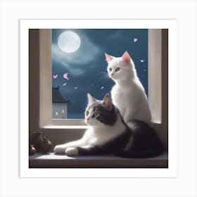 Two Cats In A Window Art Print