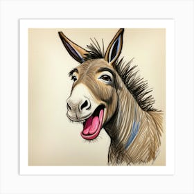 Donkey Drawing 2 Art Print