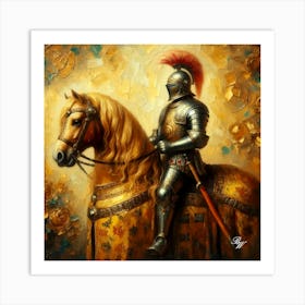 Golden Knight On A Golden Steed 3 Copy Art Print