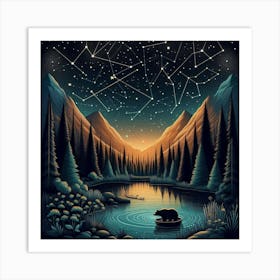 Bear In The Night Sky Art Print